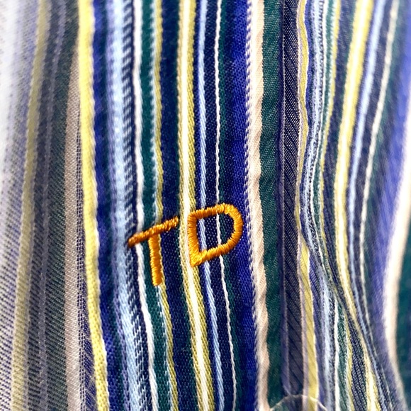 Thomas Dean Striped Flip Cuff Button Front Shirt - Picture 8 of 10